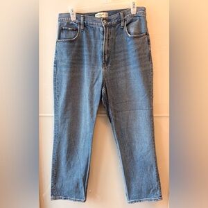 Abercrombie & Fitch Medium Blue Curve Love Ankle Straight Jeans
